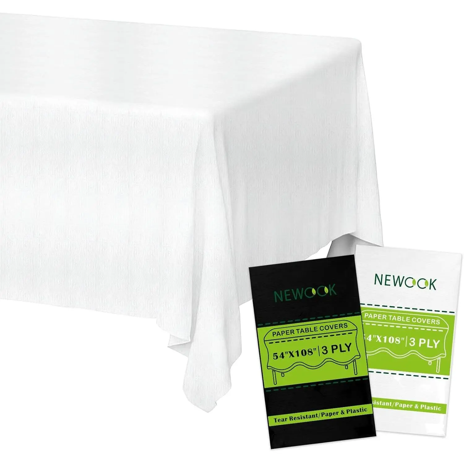 Disposable Tablecloths White Paper Table Cloth for Rectangle Tables 12 Pack,3 Ply Paper & Plastic Table Cloth for Parties,54 x 108 Inch Birthday Table Cover Outdoor Wedding Banquet Tablecover