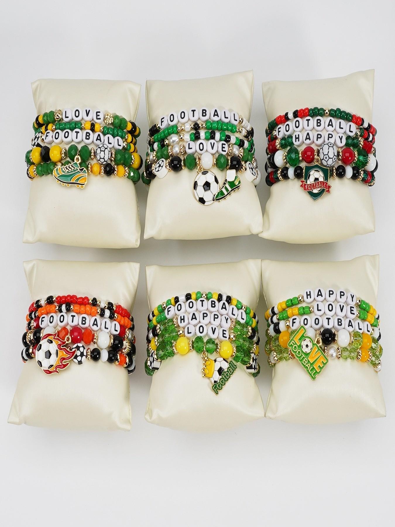 USA-Canada-Mexico World Cup Soccer Bracelet - Unisex Soccer Fan Bracelet with Soccer Shoe-Inspired Beads