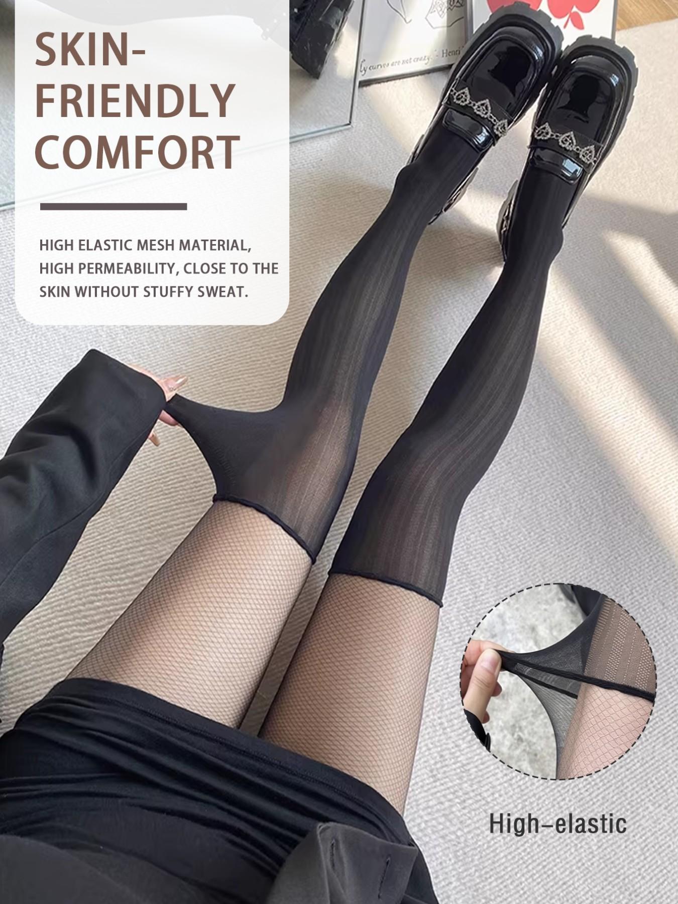 Women's High-Waisted Slim-Fitting Plaid Pattern Stocking Socks, Fashionable All-Season Wear, Comfortable & Stylish Design