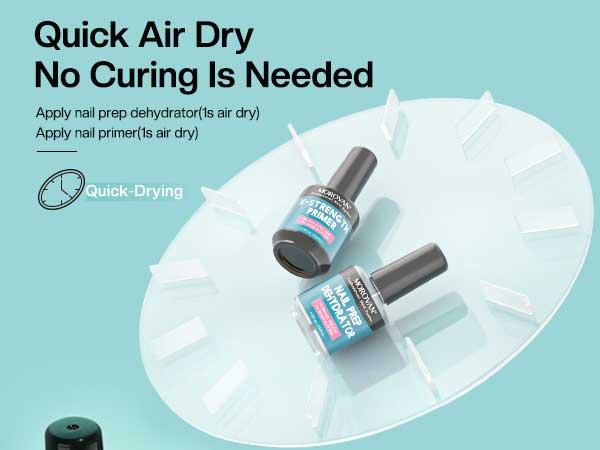 Morovan Nail Prep Dehydrator and Nail Primer X-strength, No Burn Non Acid Nail Primer and Dehydrator for Acrylic Powder Fast Dry 0.5oz Nail Primer Set