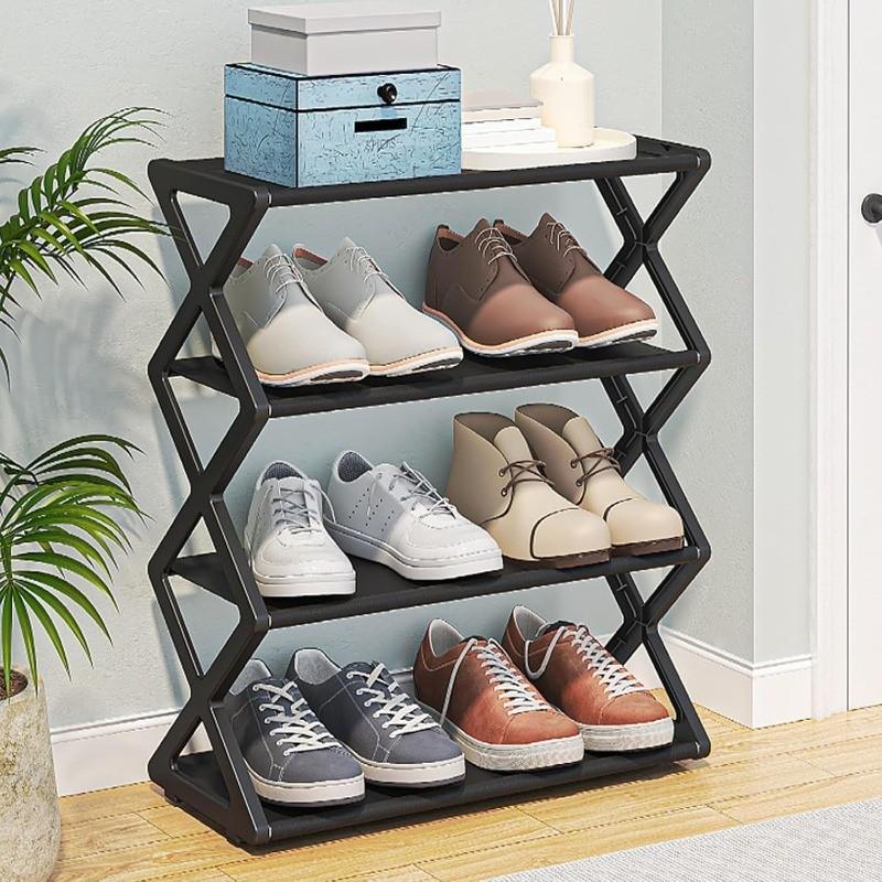 4 Layer Shoe Rack, Stainless Steel Load Bearing Pipe, Space Saving, Easy Assembly, Modern Fashion Design, Multi-Layer Storage