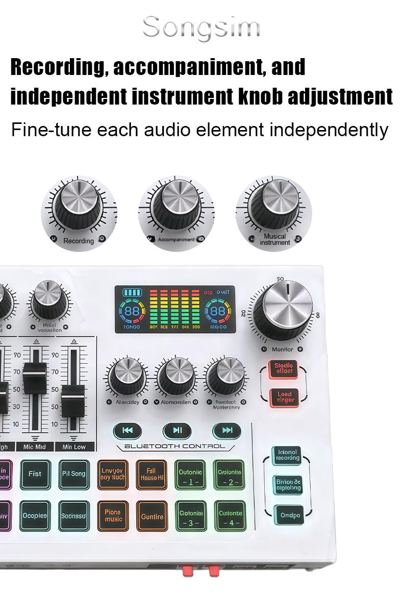 X7 Professional Streaming Sound Card, Mixer Sound Card, Full Metal Body, 48v Phantom Power, Clear No Noise, High-Quality Audio Recording & Output