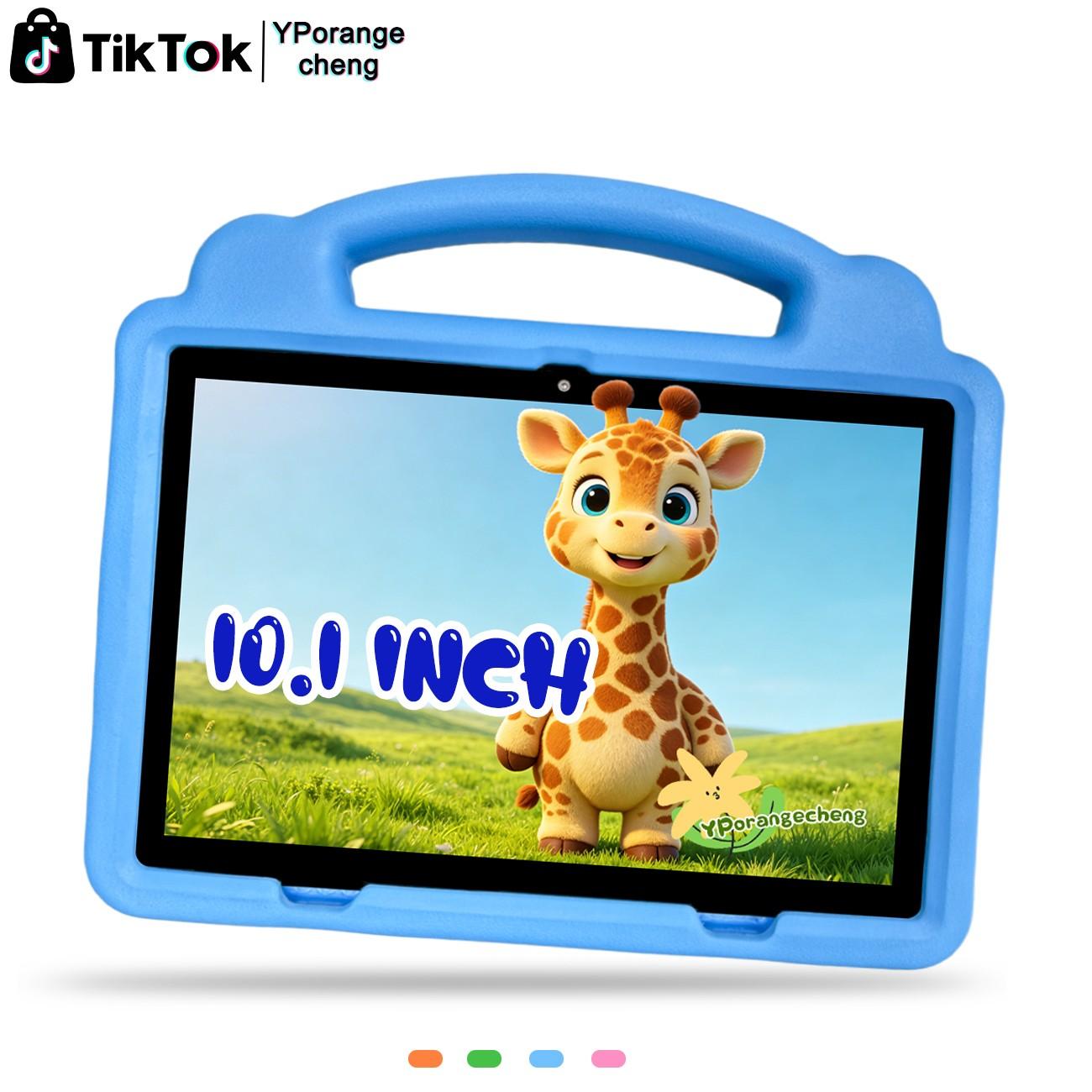 Summer New 10.1" Kids Student Tablet Set, 5G+WiFi, HD Screen, Dual Cameras & Shockproof Case, Multi-use for Office, Study, Education & Entertainment, Unisex Ideal Gift for Easter, Halloween, Christmas & Birthday, Blue/Pink/Orange/Green,No Adapter