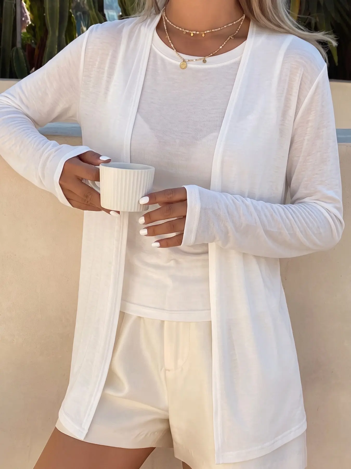 Women's Open Front Long Sleeve Sheer Cardigan, Lightweight Thin Sun Protection Cover Up, Casual Loose Knit Outerwear, Fashion Basic Shrug for Beach Daily Outfit, 2026 Trendy Soft Summer Kimono Cardigan