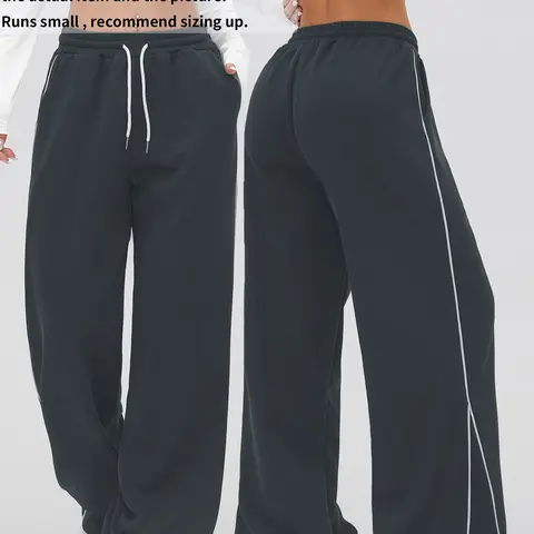 Women's High Waist Loose-Fit Jogger Pants with Pockets, Casual Plain Design, Ideal for All Seasons, Outdoor Running & Gym Workout