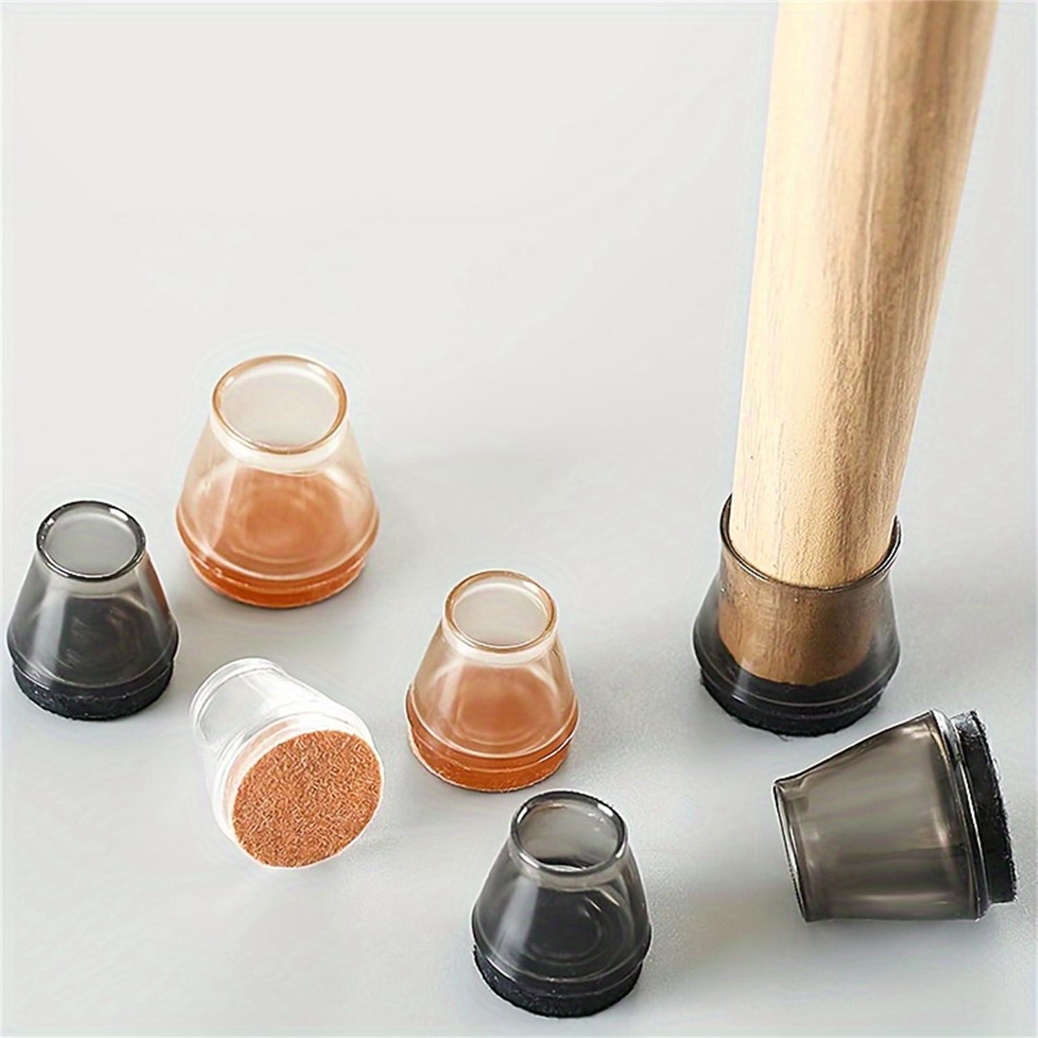 Silicone Chair Leg Protector, 16pcs Clear Round Table Base Cover, Non-slip Felt Pad for Floor Protection