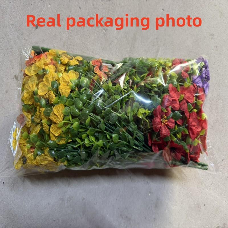 Artificial Flower ( 12/24pcs/set ) ，Mixed Color UV Resistant Fake Flower, Decorative Faux Flower Plant for Home & Garden & Yard，Outdoor Flowers,home decor（without Pot）