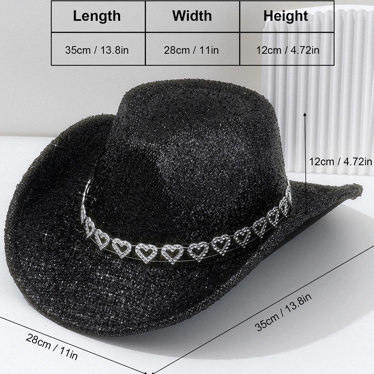 Y2K Sweet Cool Spice Girl Wind Pink Glitter Love Rhinestone Cowboy Hat Music Festival Birthday Party Concave Styling ArtifactSpeedy Smarts