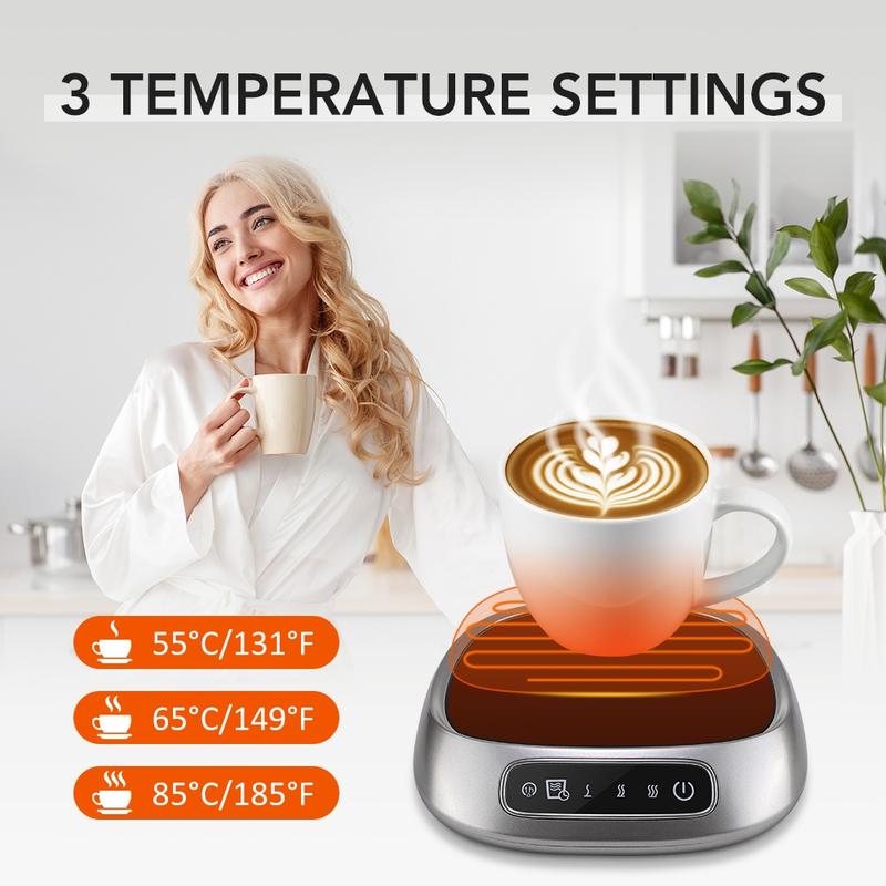 Thermal Heating Cup Mat with 3 Temperature Settings, USB Plug-In Heating Coaster Touchscreen Voice Prompt, Ideal for Autumn Winter Coffee Milk Warmer