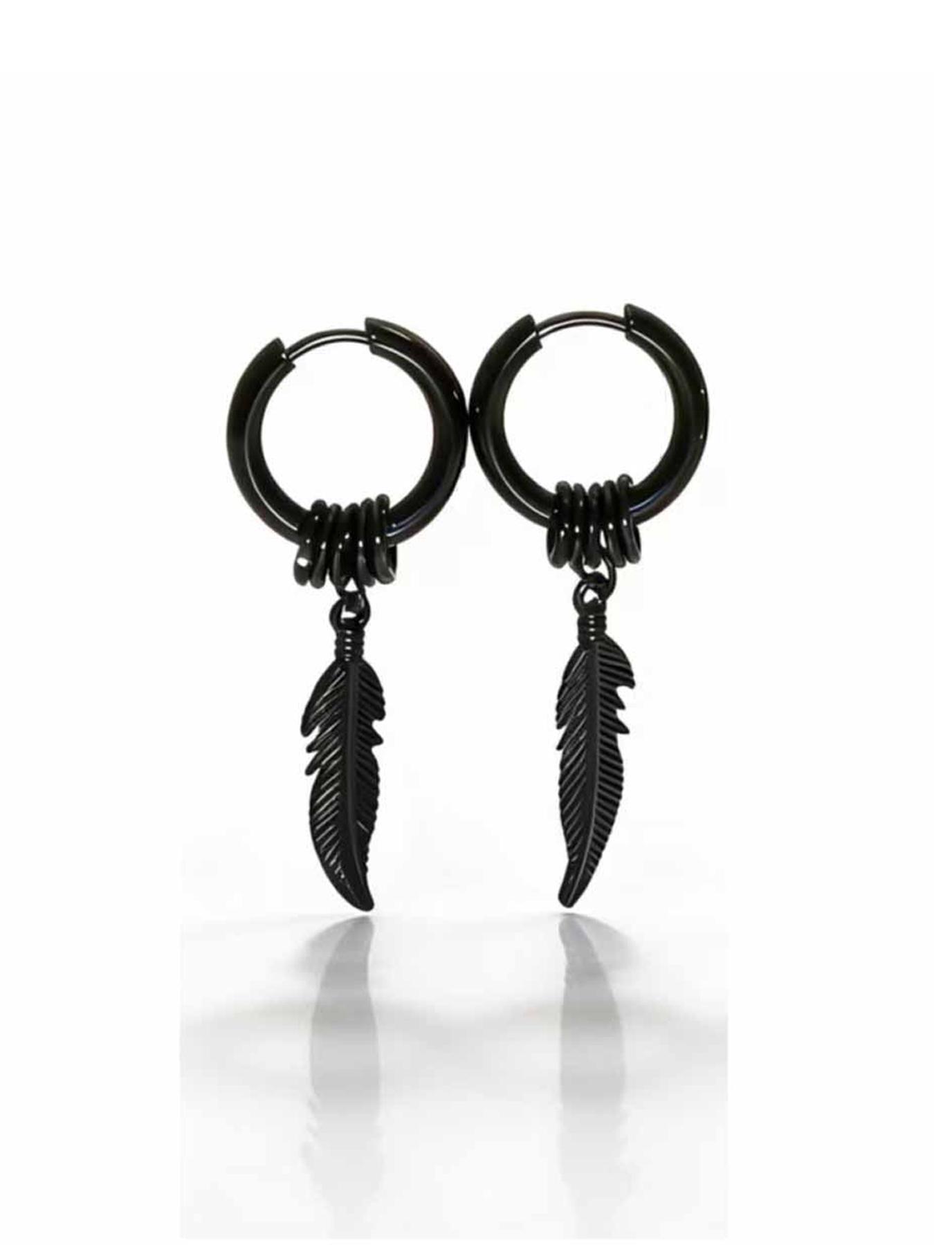Feather Pendant Coil Earrings, Easy to Wear, Secure Fit, Suitable for Most Ear Shapes, Unisex Design, Durable and Comfortable