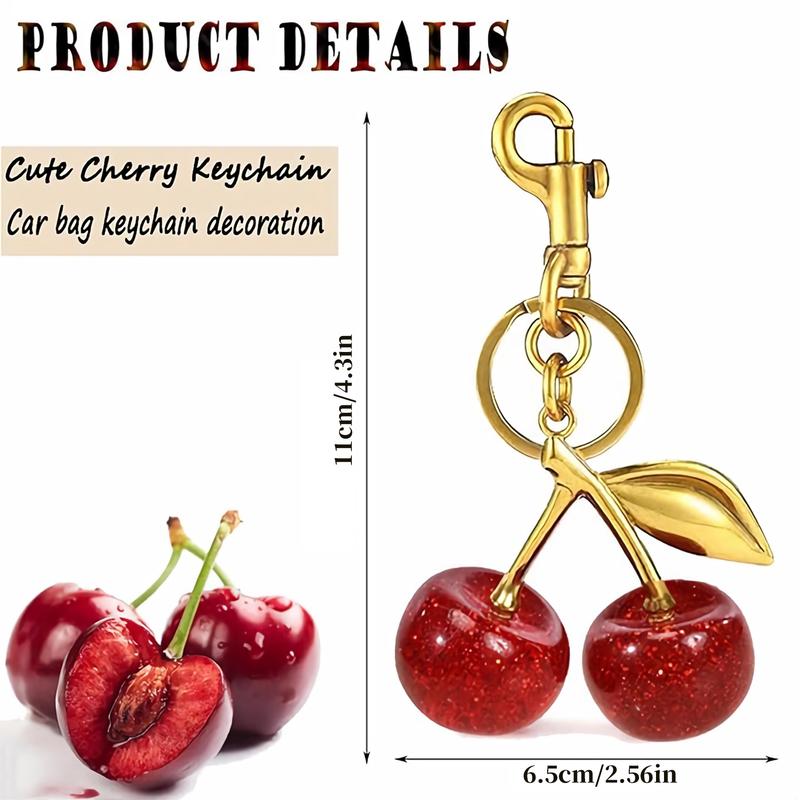 Cute Cherry Pendant Design Keychain, His and Hers Gifts, Fashionable Metal Keychain for Women & Men, Trendy All-match Keychain for Birthday Gift, Charms, Girlfriend Gifts, Trendy All-match & Exquisite Keychain for Birthday Gift