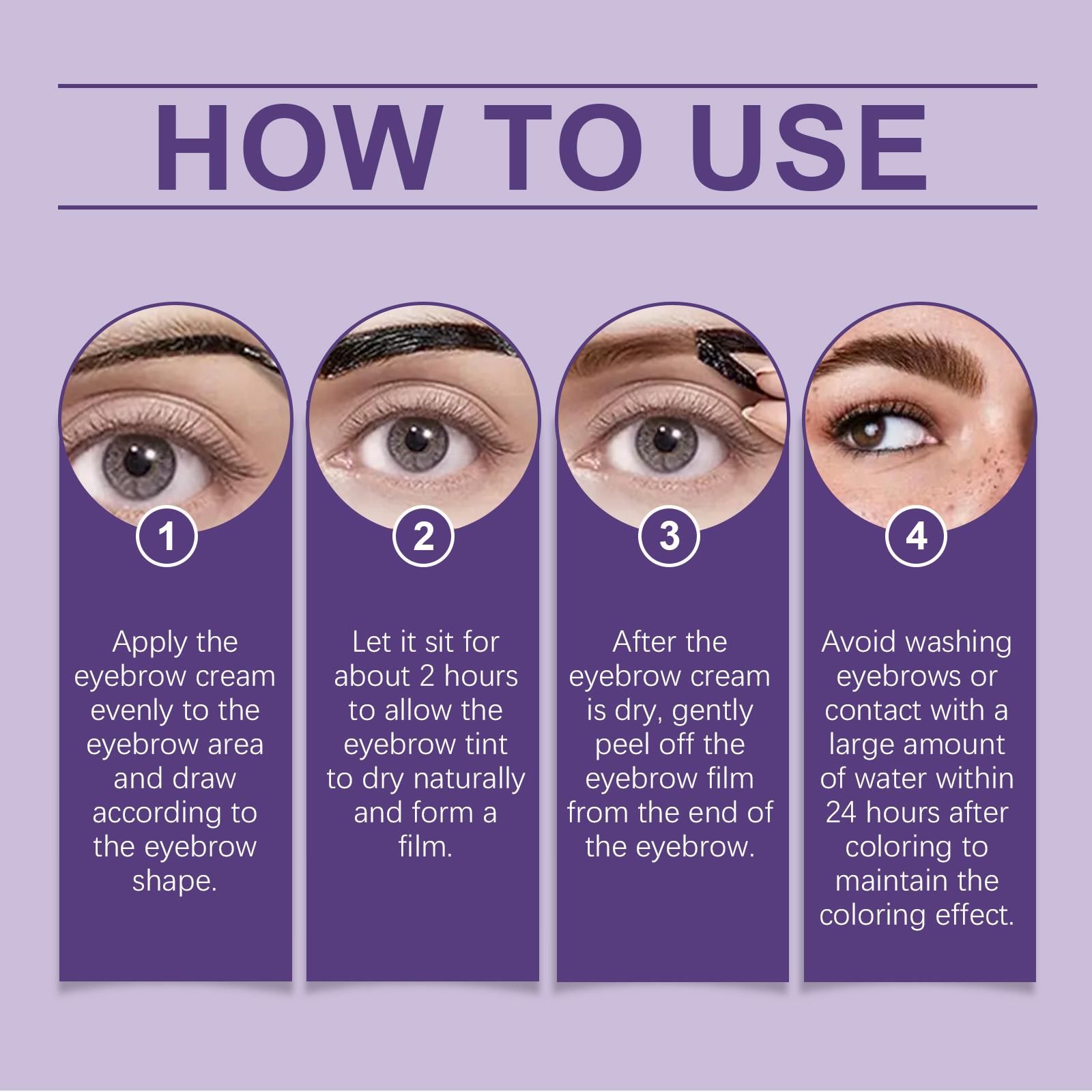 Easy Peel-Off Eyebrow Gel - Waterproof & Sweatproof, Long-Lasting Black or Brown Tattoo Tint, Film Forming, Medium Coverage for All Skin Types