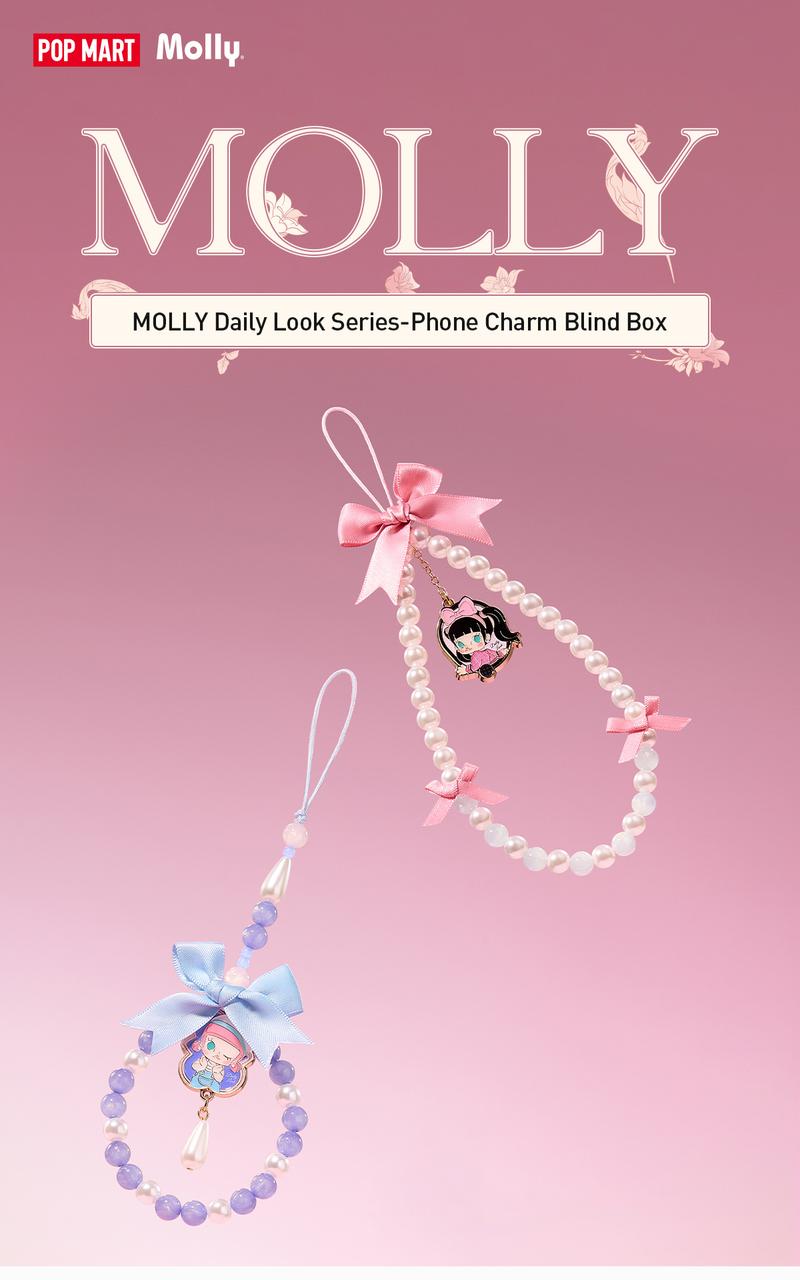 POP MART MOLLY Daily Look Series-Phone Charm Blind Box, Mystery Box