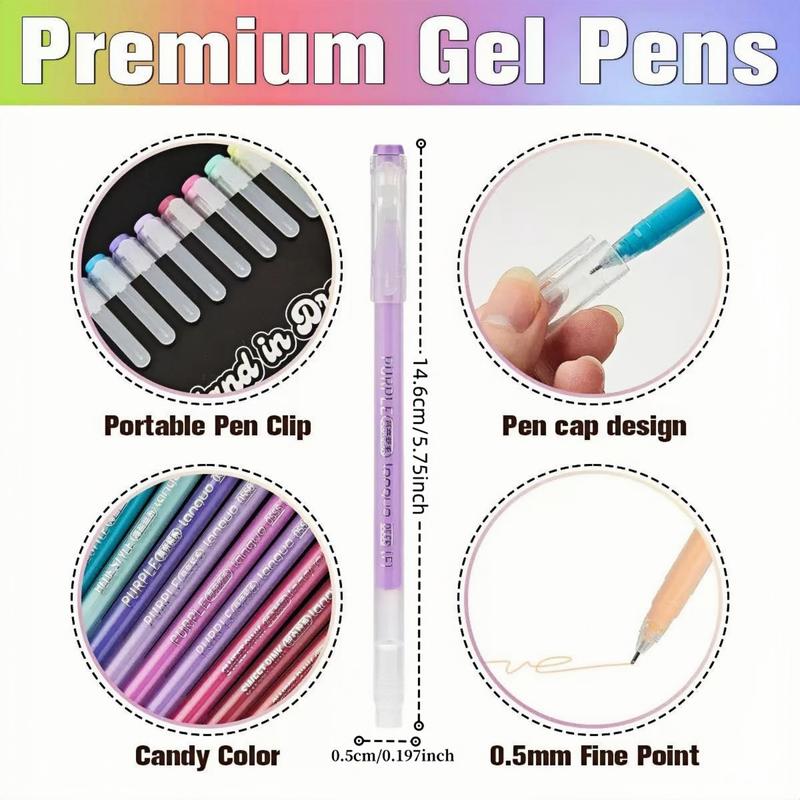 Gel Pen Set, 9 Counts/box Journal Coloring Pen, Assorted Rainbow Colors Pen Set for Adults Journal Coloring Calligraphy, Made for Everyday Writing, Journals, Drawing, Coloring Book Markers