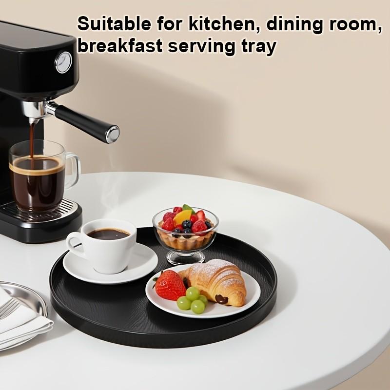 2-Pack Reusable Wood Grain Plastic Trays, Multi-Functional Round Storage Dishes, Kitchen Bathroom Living Room Organizer, Food Grade Material