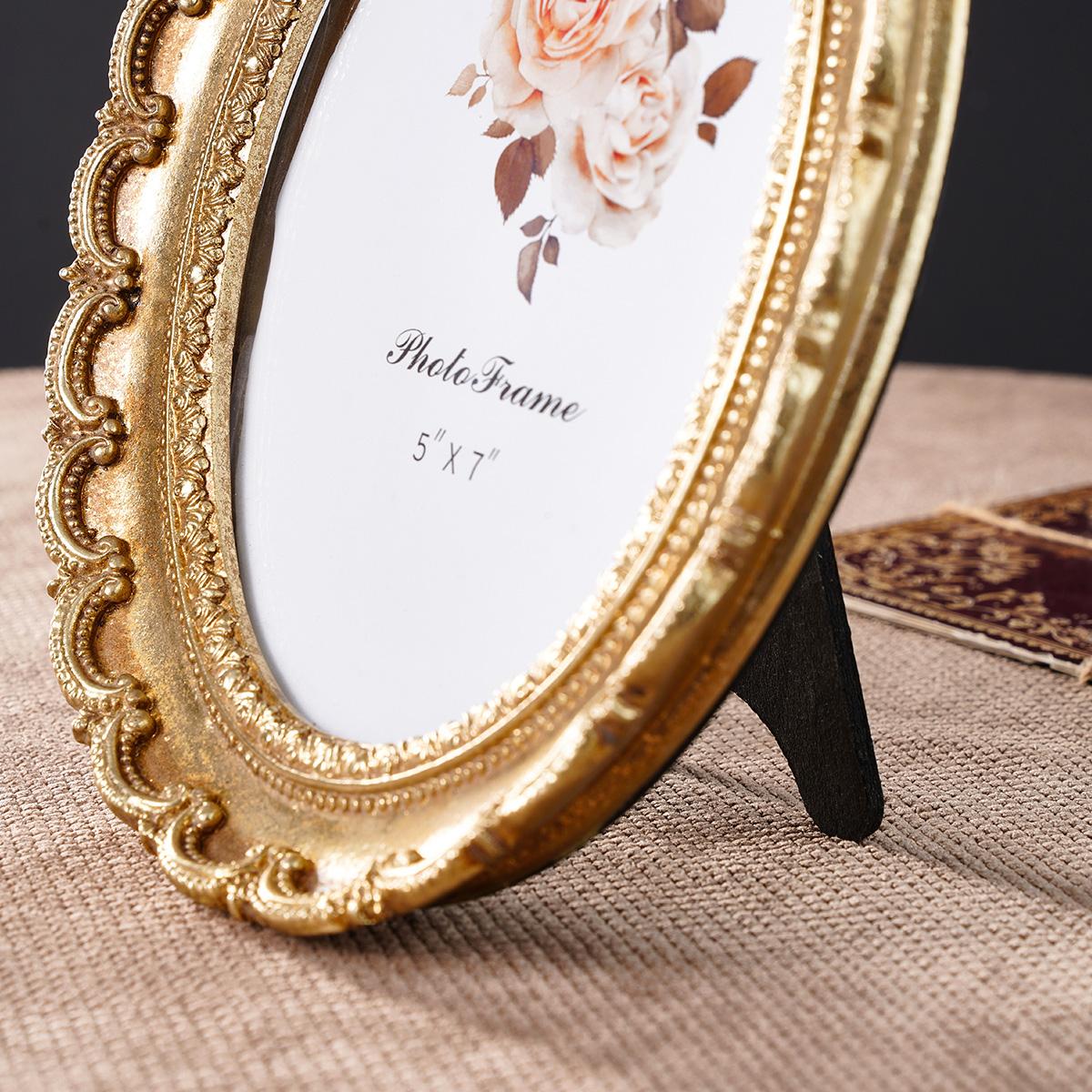 European Vintage Resin Oval Decorative Picture Frame, Durable Sturdy Frame, Home Decoration Photo Carving Creative Horizontal Vertical Use