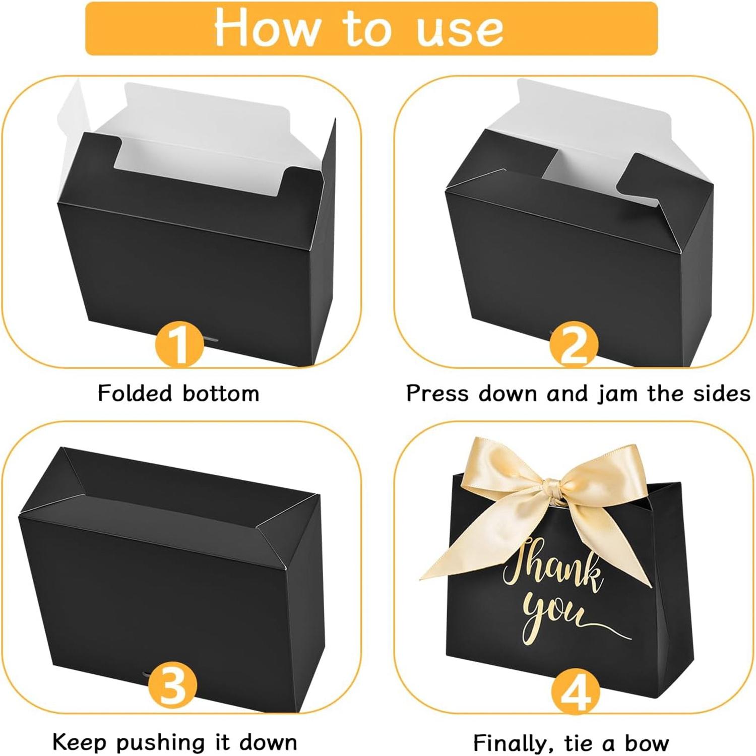 Thank You Gift Bag, 50pcs/set Paper Gift Bag with Ribbon, Party Favor Bag, Mini Candy Treat Bag for Birthday Wedding Party Holiday, Graduation Gift Wrapping