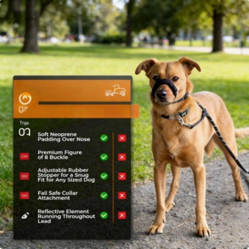 Adjustable Dog Muzzle with Handle, Safe Pet Muzzle for All Sizes