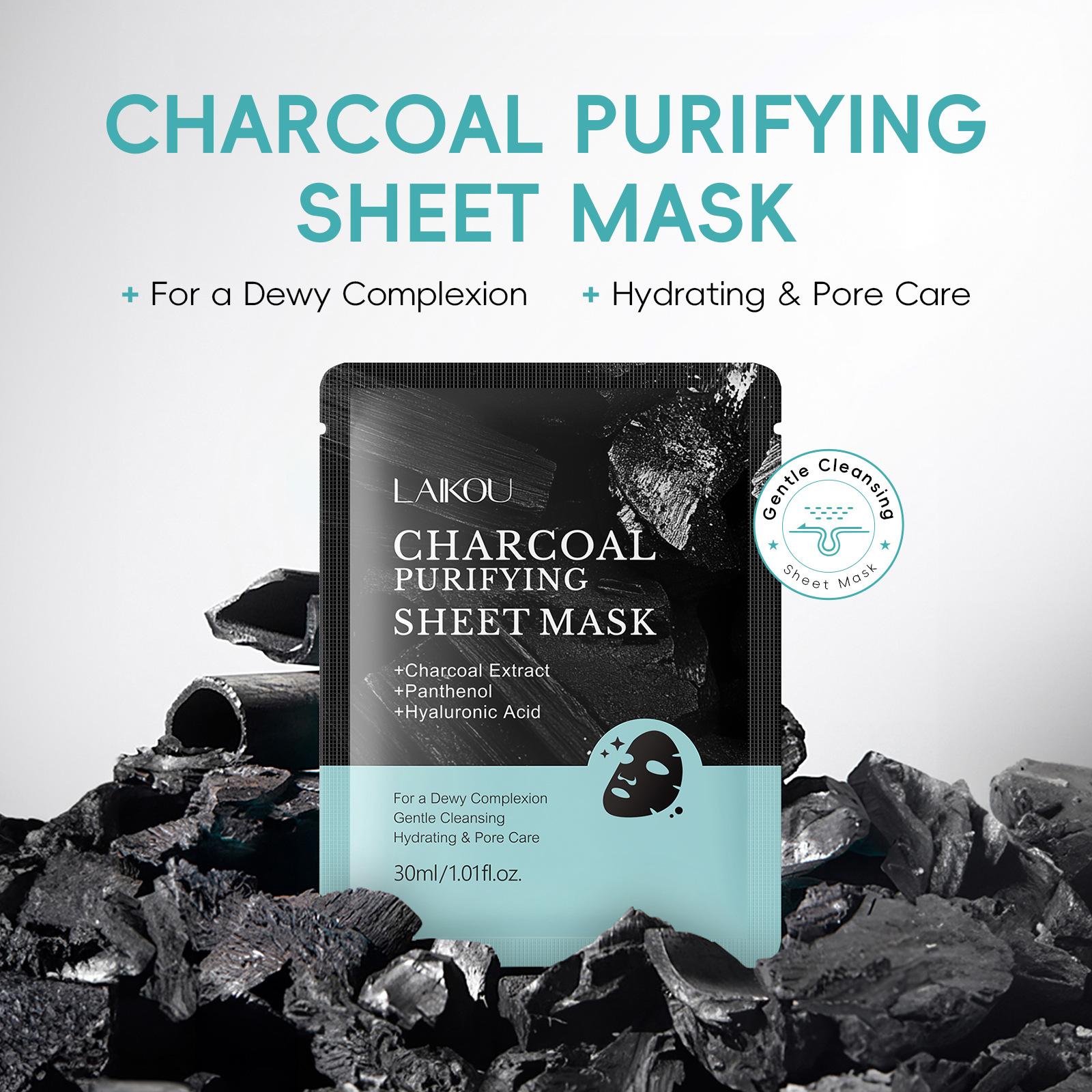 Charcoal Purifying Facial Mask, 10pcs/set Oil Control & Pore Care Facial Mask, Moisturizing Facial Skin Care Mask for Women & Men, Hydrating Face Mask