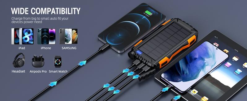 Power-Bank-Solar-Charger 42800mAh Portable Charger External Battery Pack 5V3.1A QC 3.0 Fast Charger with Super Bright Flashlight IP67 Waterproof - Phone Power-Bank-Solar-Charger 42800mAh Portable Charger External Battery Pack 5V3.1A QC 3.0 Fast Charger with Super Bright Flashlight IP67 Waterproof - Phone