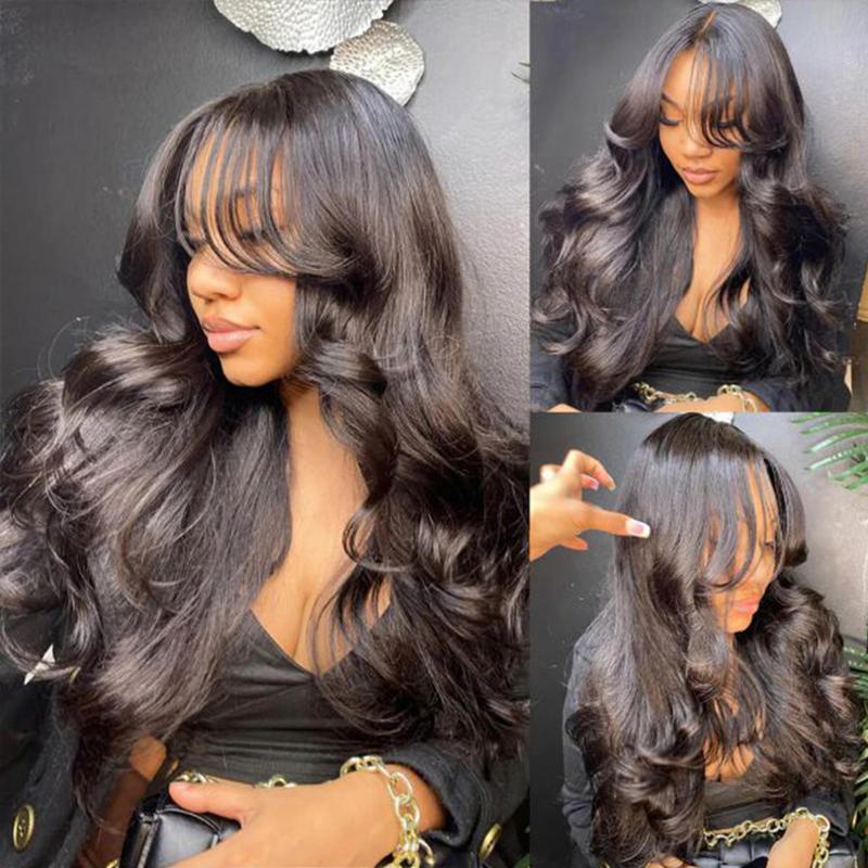 Mscoco Curtain Bangs Body Wave Human Hair Wig 6×5 Ready To Go Glueless Hd Lace Wig Face-Framing With Layers