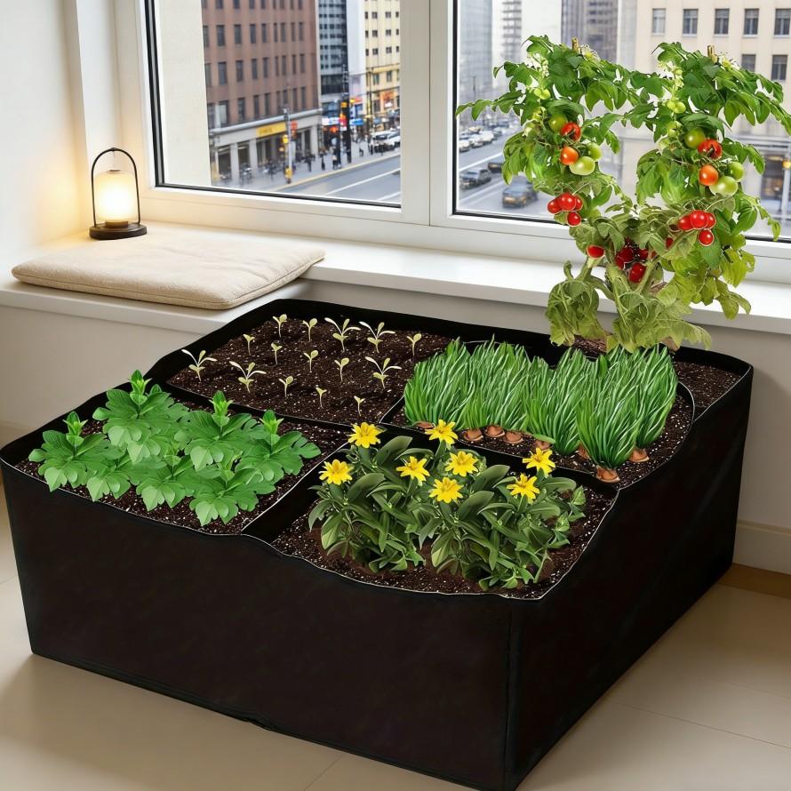 Portable Garden Planting Box, Thick Breathable Fabric Planter Bed, Fabric Grow Pot, Multi-Compartment Design, Ideal for Tomatoes, Strawberries, Herbs, Indoor/outdoor Use