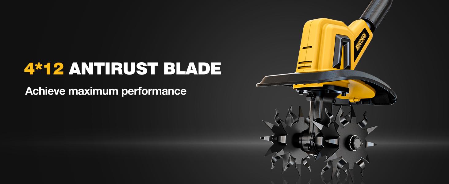 Alloyman 20V Cordless Tiller Cultivator, 360RPM Electric Garden Tiller, with 2 * 2.0Ah Batteries & Charger, 9In Tilling Width and 6.6In Depth Garden Rototiller for Lawn/Gardening/Soil Cultivation, Gifts for Perfect Christmas and New Year Idea