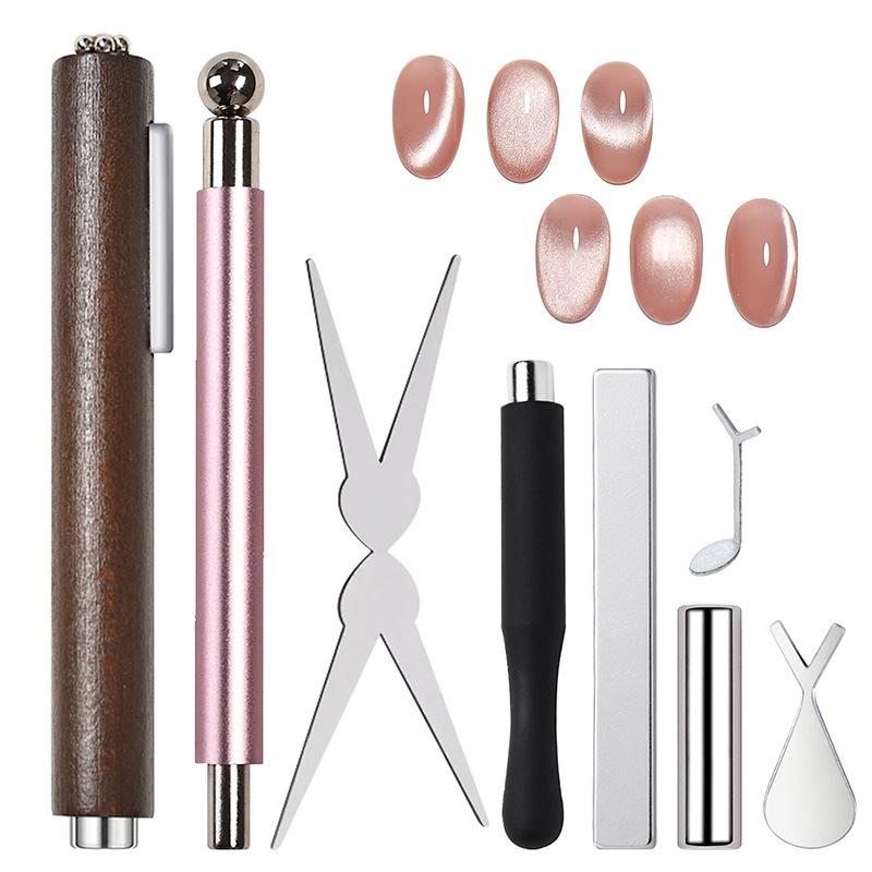 8 counts Double-Ended French Cat Eye Magnets Little Magic Wand Cat Eye Tool Manicure Cigar Magnet Nail Art Nail Care Nail Art Tools