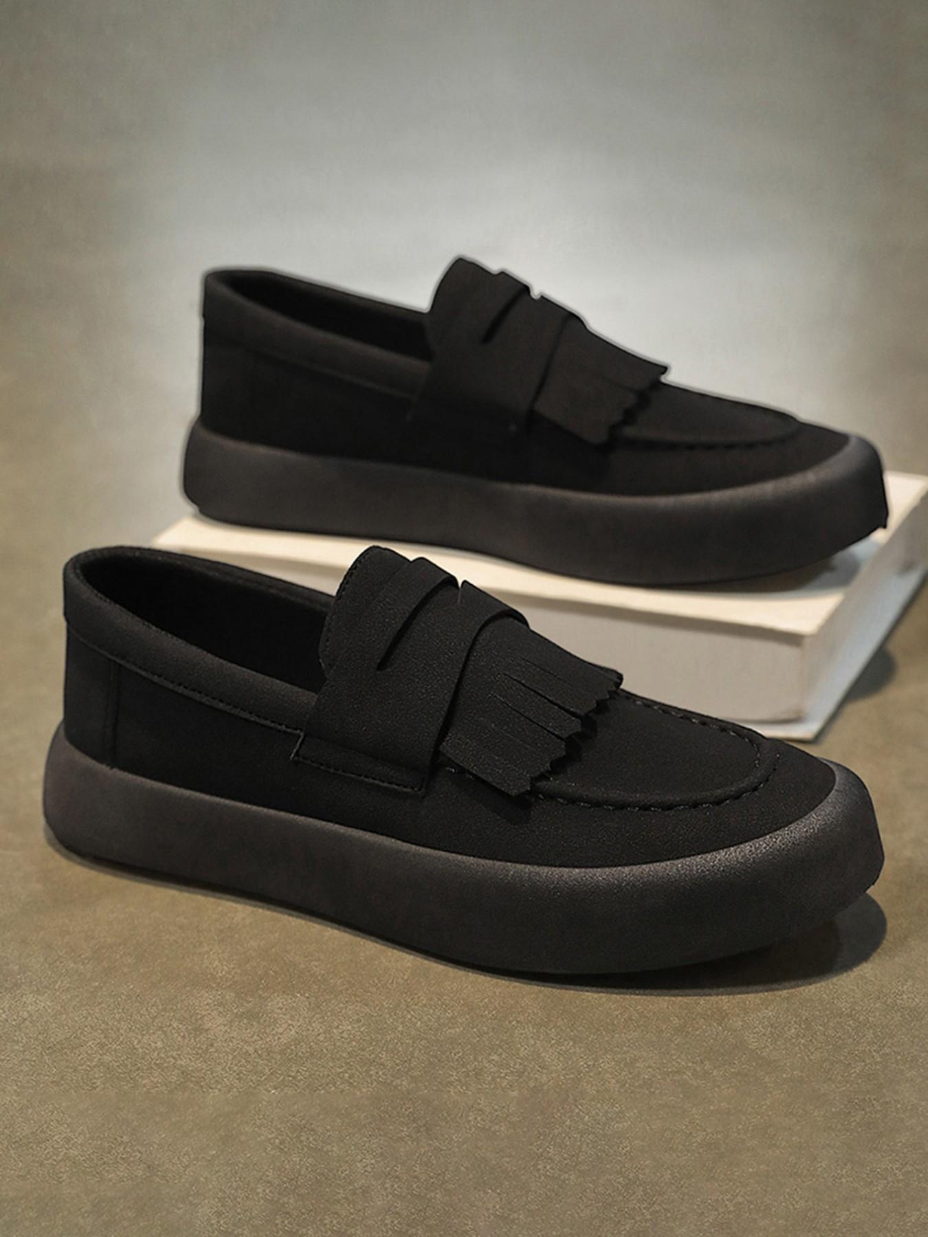 Men's Large Size Fringe Loafers, Breathable Canvas Slip-Ons, Thick Sole Casual Sneakers, Lightweight Comfort for All Seasons