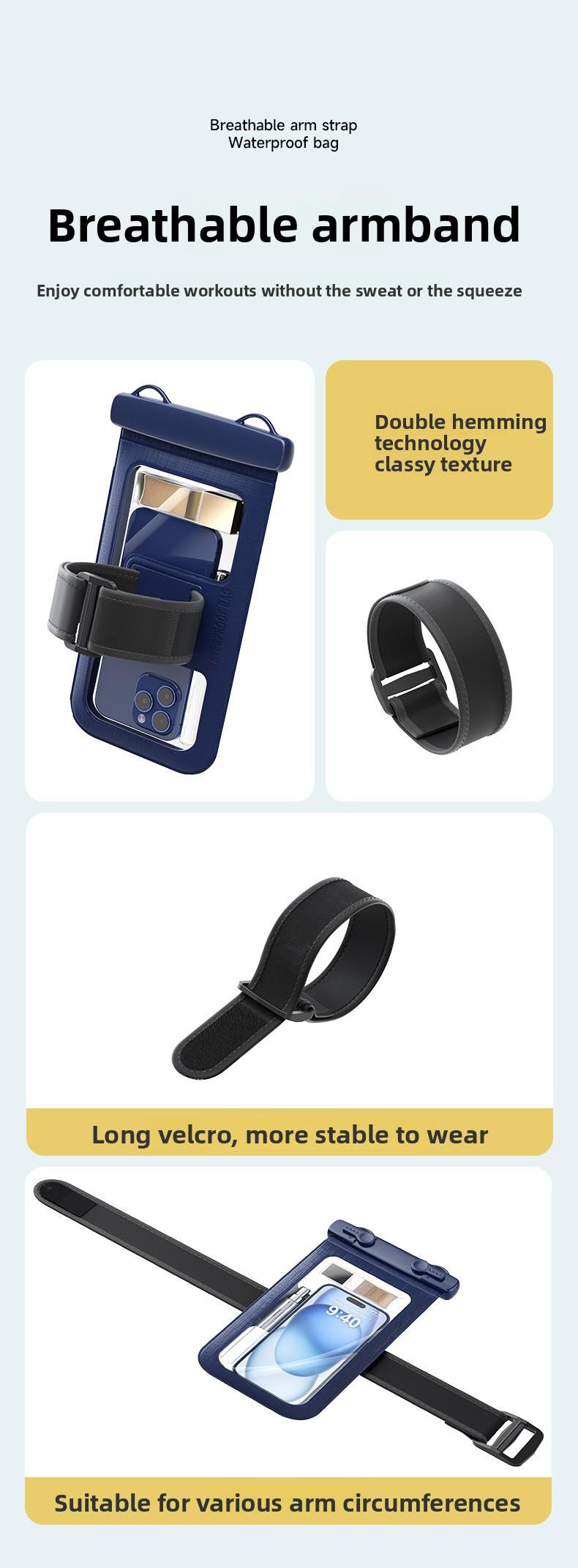Arm strap mobile phone waterproof bag Touch screen mobile phone case Sports arm bag Large capacity outdoor waterproof bag