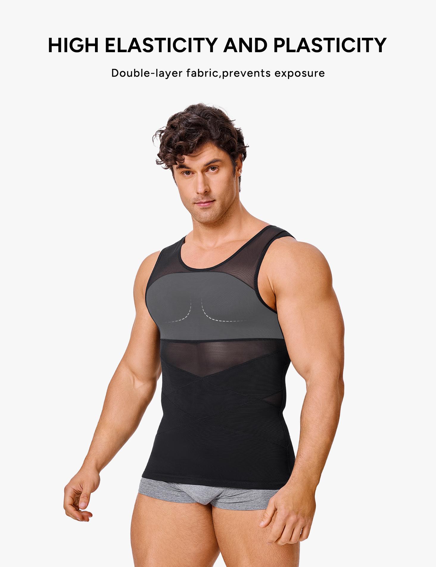 Nebility Men's Compression Shirt for Body Shaper Slimming Menswear Breathable Shapewear Top Shapewear Compression Shapewear Tops Waist Trainer Vest Shapewear Tops