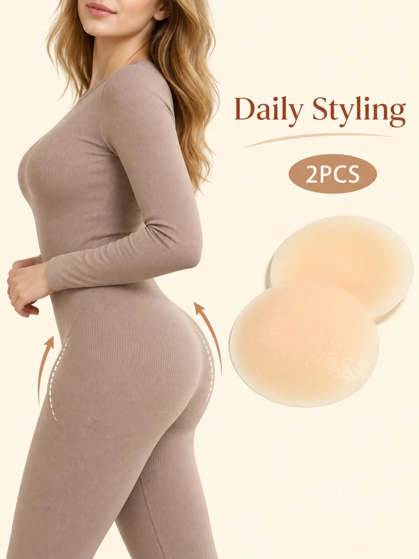 2Pcs Flexible Silicone Hip Pads, Seamless Invisible Round Butt Enhancer Inserts, Comfortable Shape Hip Pads for Women Under All Kinds of Outfits