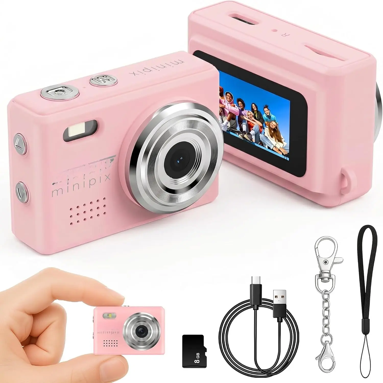 MiniPix 1080P Digital  Camera, 8GB Card, USB-C,