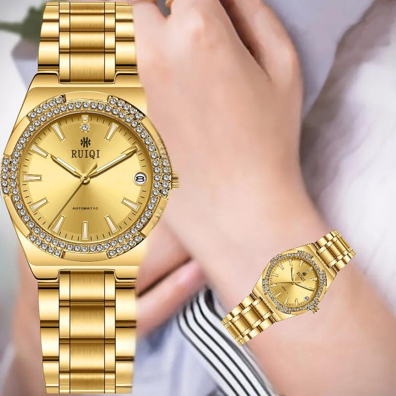 Women's Gold Watch Women Casual Business Quartz Stainless Steel Strap with Rhinestones Women's Watches fashion wrist watch Jewelry Beads watches for women
