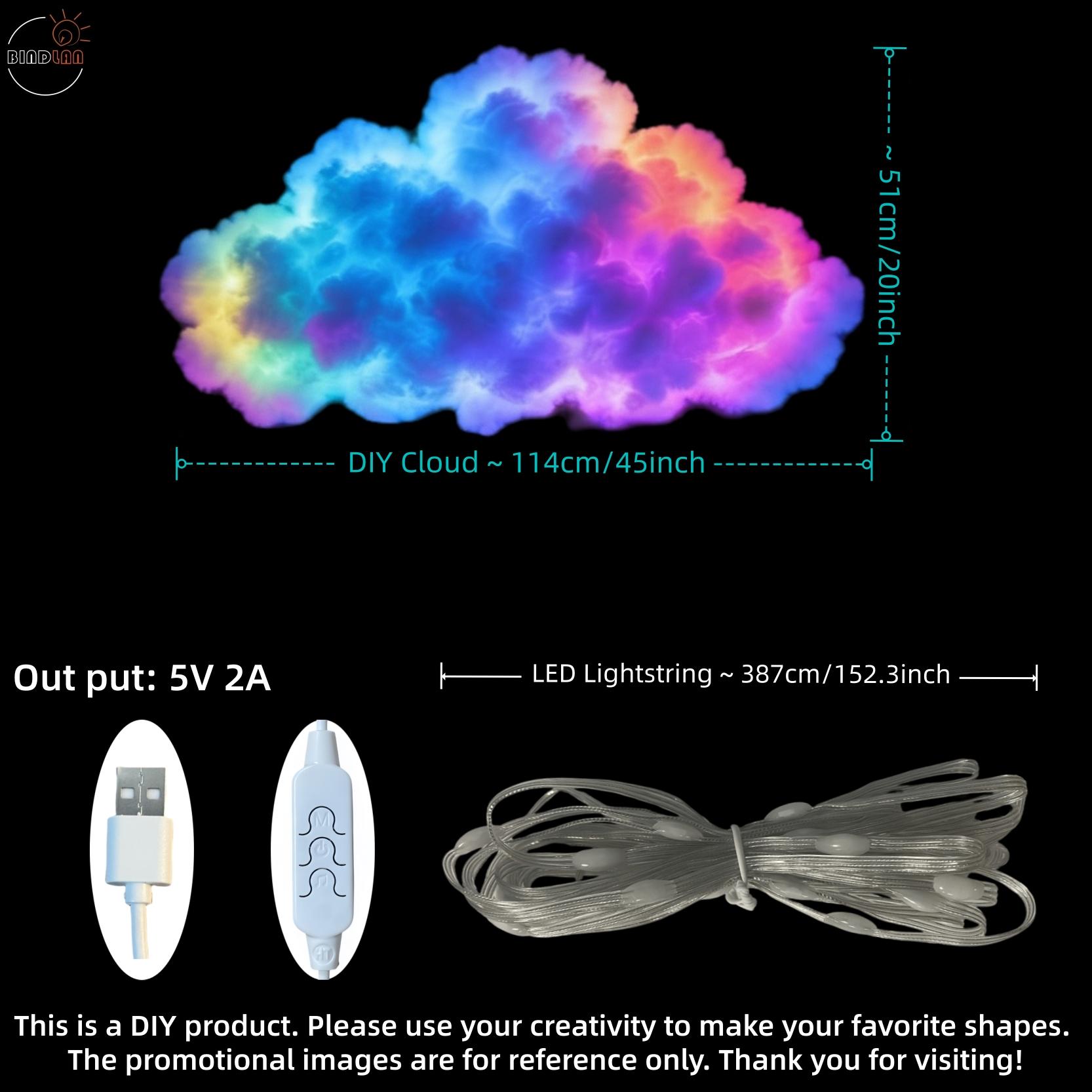 1pc 3D Thundercloud Light, Music Sync Smart Lamp, RGB Color Changing LED Strip, USB Powered – DIY Shapable Cloud Light for Bedroom, Gaming Room, Birthday Party Ambiance. Festival Decor, Wall/Ceiling Night Light, Background Lamp, Home Bedroom Lighting.