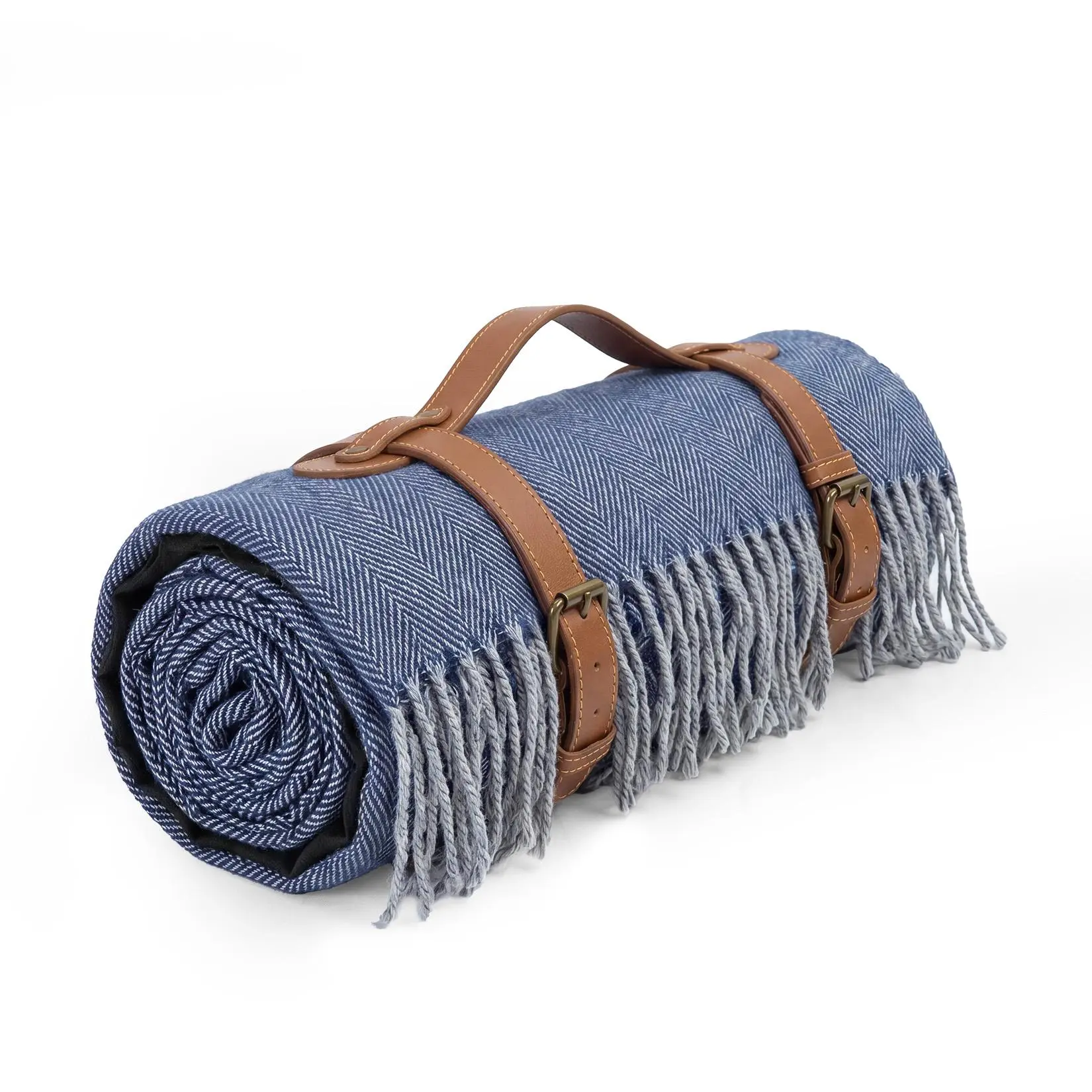 Collapsible Waterproof Outdoor Garden/Picnic Blanket - Soft Acrylic Blend, Oxford Weave Fabric, PVC Backing, Tassel Edge, Easy-Clean, Portable Nature/Outdoor Mat