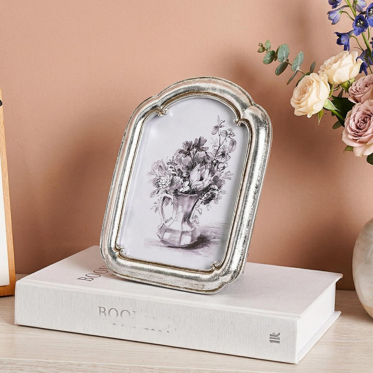 Resin Material Silver Color Border Curved Door Decorative Frame, Multi-Color Options, Simple Home Desktop Decoration