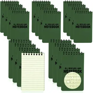 20 Pack 3 x 5 Inch Waterproof Tactical Notepad - All Weather Pocket Size Top Spiral Steno Notepad with Green Grid Eye Protection Paper for Outdoor Activities Recording