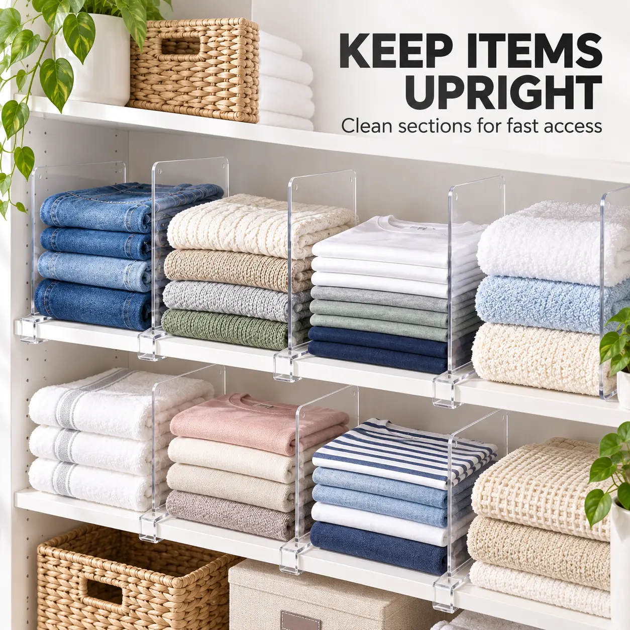 8pcs Acrylic Shelf Dividers - Home Organizer Racks for Bedroom, Kitchen