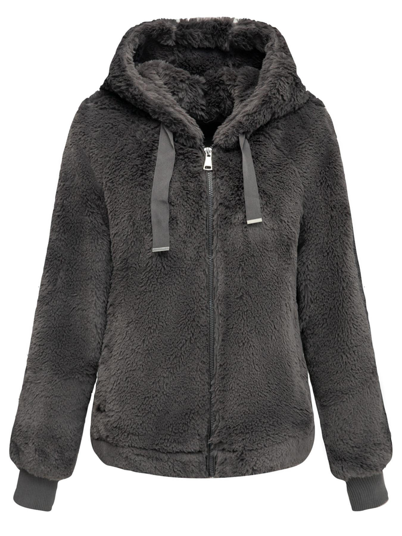 Women's Fall Winter Warm Jacket with Pockets Zipper Fashion Hood Elegant Commuter Casual Simple Daily Wear Coat