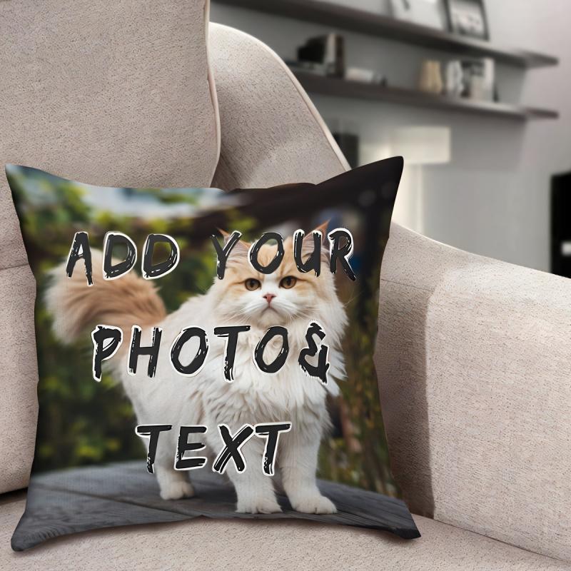 1pc Customized Double-Sided Pillowcase | Soft Square Cushion with Zipper Closure, Machine Washable, Upload Your Own Photo Text, Ideal for Home Decor, Gifts, Birthdays, Anniversaries, Sizes 14x14, 16x16, 18x18, 20x20 Inch