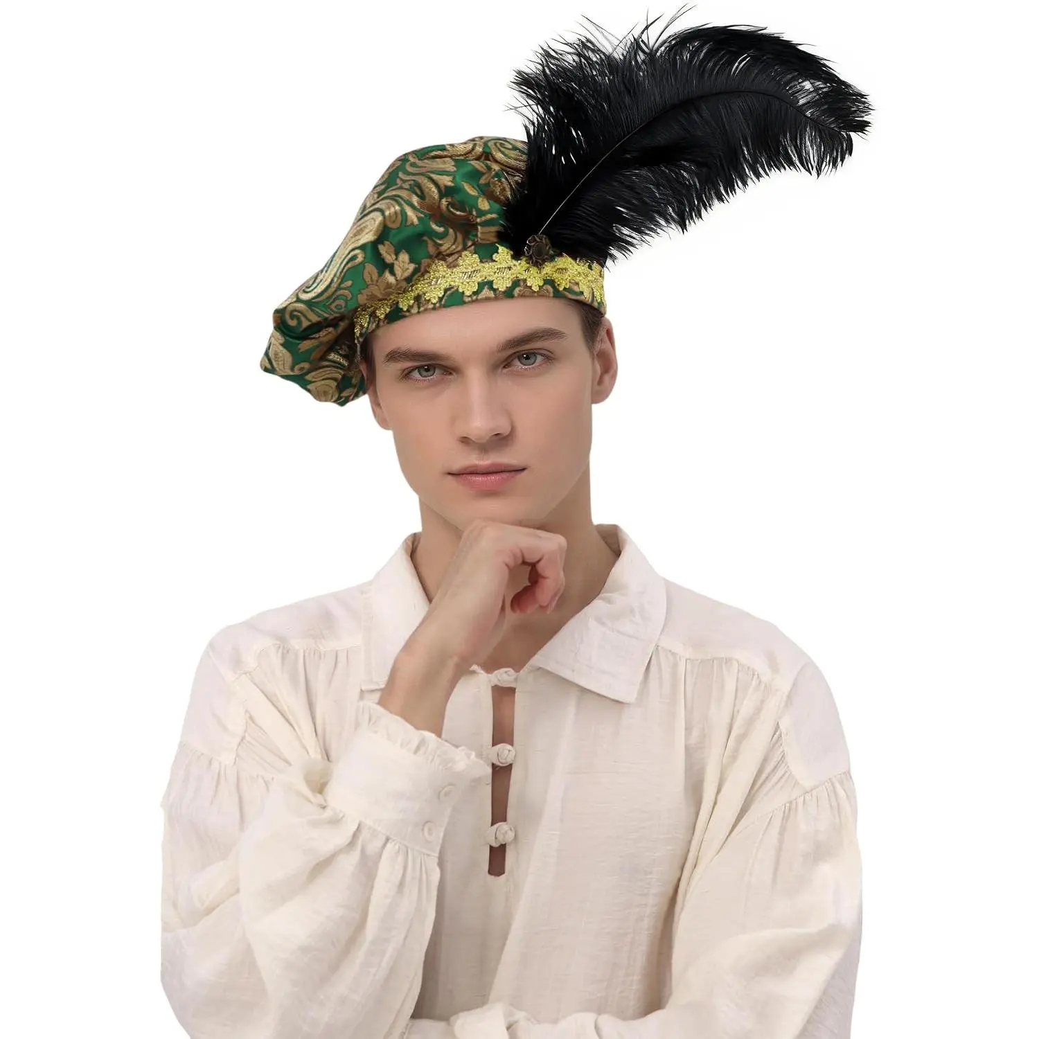 Renaissance Tudor Flat Beret Hats with  Mens  Beret Hats Painter Cap Classic Medieval Costume