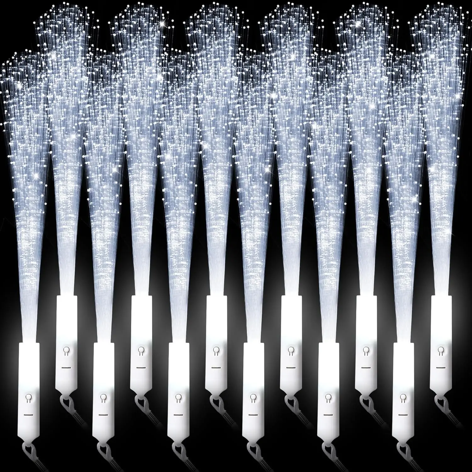 64 Pcs Fiber Optic Wands White Glow Sticks LED Wedding Wand Light up Party Favor Sticks Flashing Wands with 3 Light Modes for neon Party Wedding Baby Shower Birthday Party Supplies