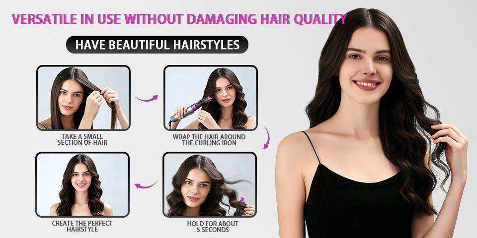 Multifunctional 5-In-1 Hair Dryer, Curling/straightening System, Smooth Shine, Quick Drying, Ceramic Coating, Professional Salon Blow Dryer