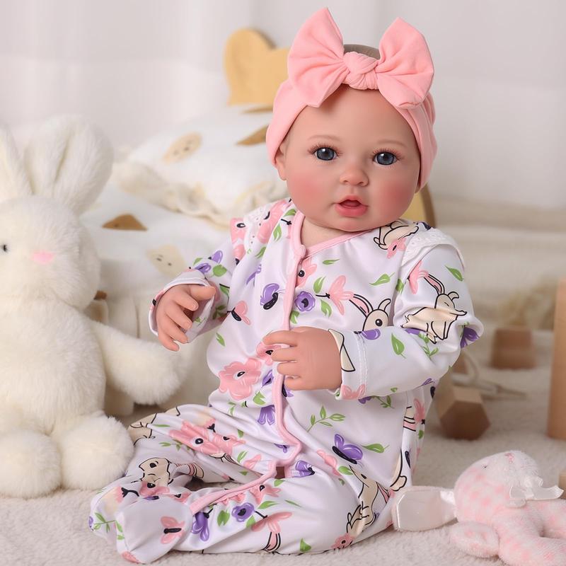 BABESIDE Reborn Baby Dolls - 17/20 Inch Cute Soft Vinyl Realistic Baby Doll Girl Poseable Smiling Real Life Rebornbabydoll with Complete Accessories for 3+ Years Old Gifts