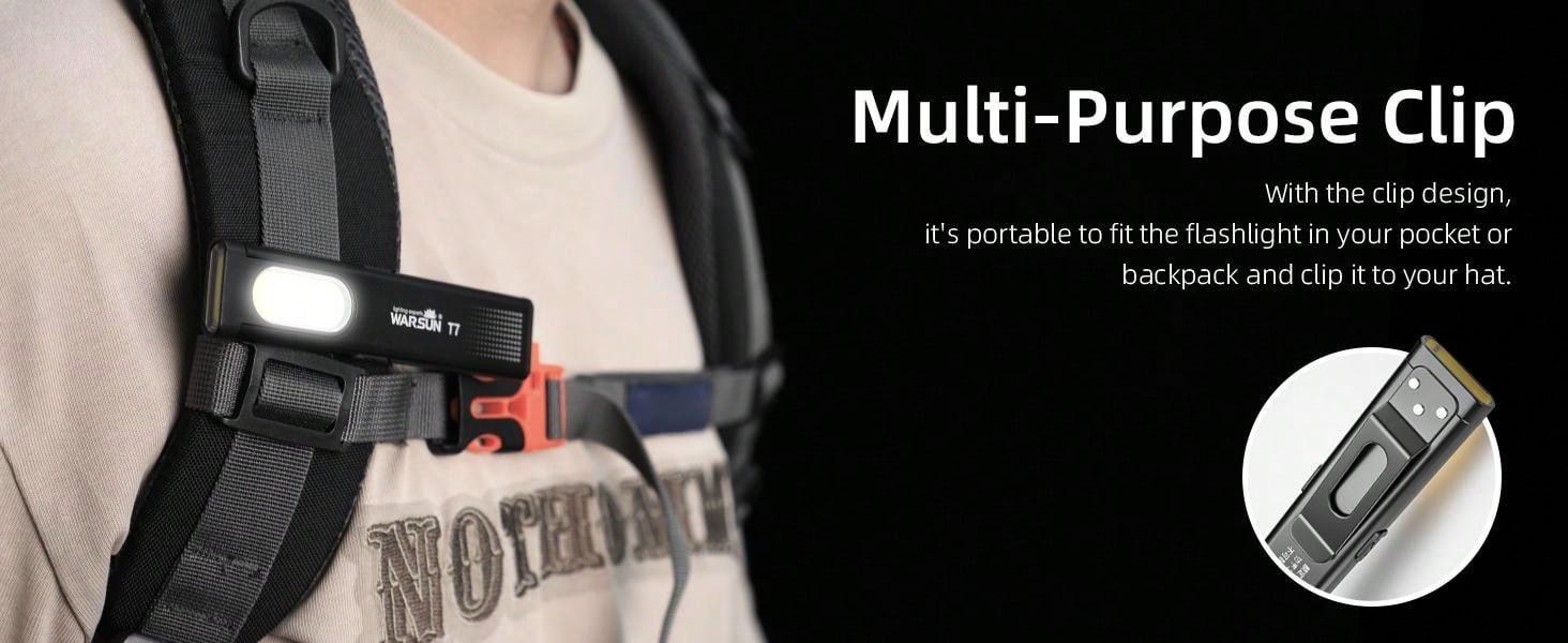 【Holiday Haul】WARSUN Compact Multi-Mode Pocket LED Flashlight 675LM USB-C Rechargeable IPX4 Dual Material Red Blue Strobe for Everyday Carry Travel Durable High Lumens