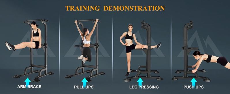 330LBS Heavy Duty Power Tower • 32.3" Adjustable Height • 10-Level Suction Cups • H-Shape Base • Home Gym Dip & Pull Up Station,pullup, machine,Adjustable Heavy Duty Power Tower，home gym equipment