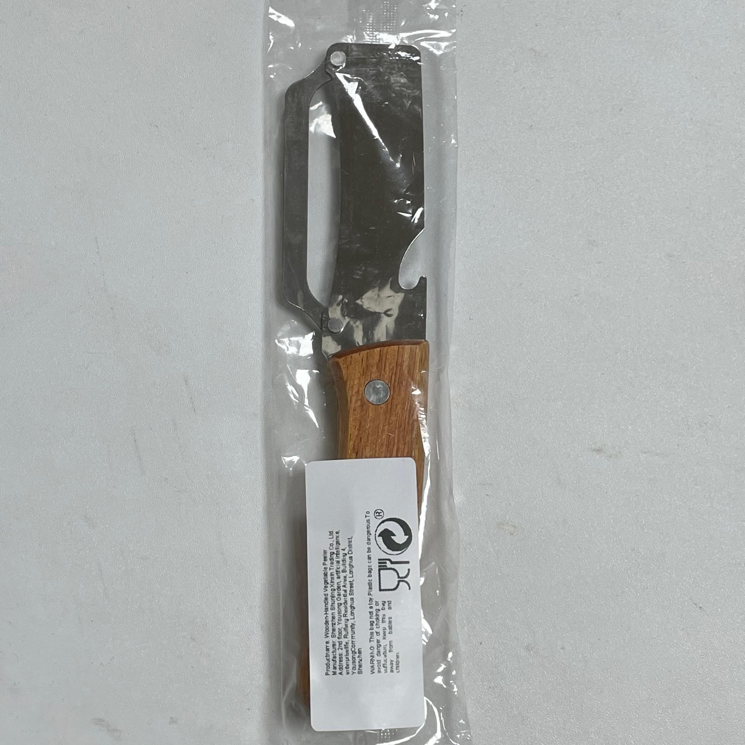 1/2PCS Premium Vegetable Peeler with Wooden Handle and Bottle Opener Stainless Steel Blade Kitchen Tool for Fruit Apple Potato Pumpkin Papaya Zucchini