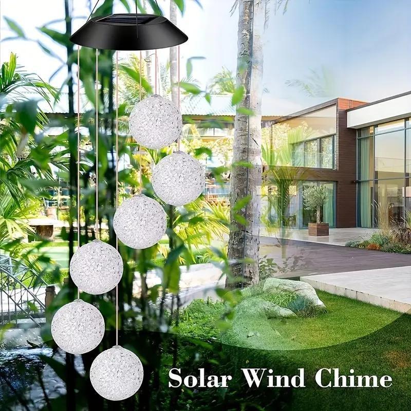 Outdoor Solar Hanging Decorative Garden Lights, Modern outdoor lighting, 6 LED Bround Ball Design Lights, Smart Light Sense, Color Changing Lights for: Patio, Party, Yard, Home Decorations, Valentine's Day Gift, Patio Lighting