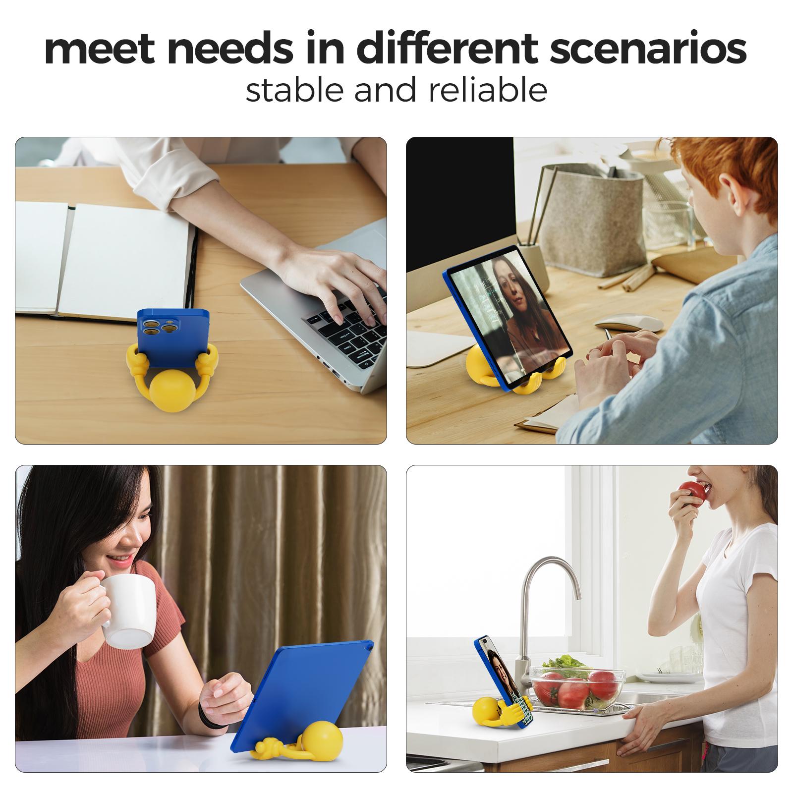 Smiley Thumbs-Up Phone Tablet Stand 2026 Upgrade Universal Adjustable Silicone Stand for Cellphone Smartphone Foldable Devices 4'' to 7.9'' 360° Rotatable Gooseneck Stable Base Cute Creative Gift Phone Holder
